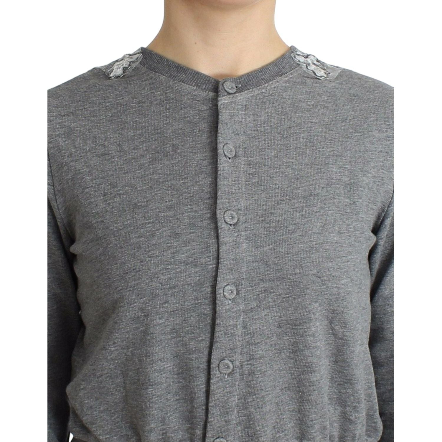 Ermanno Scervino Lingerie Gray Lace Sweater Cardigan Top