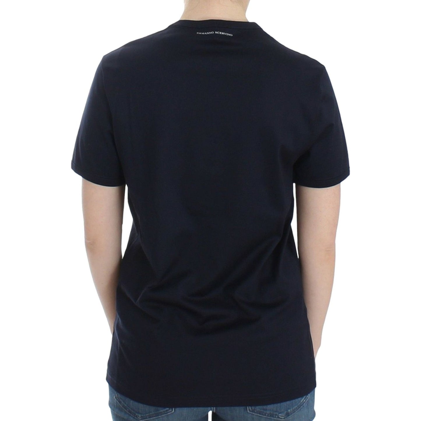 Ermanno Scervino Lingerie Blue Crewneck Cotton Logo T-shirt