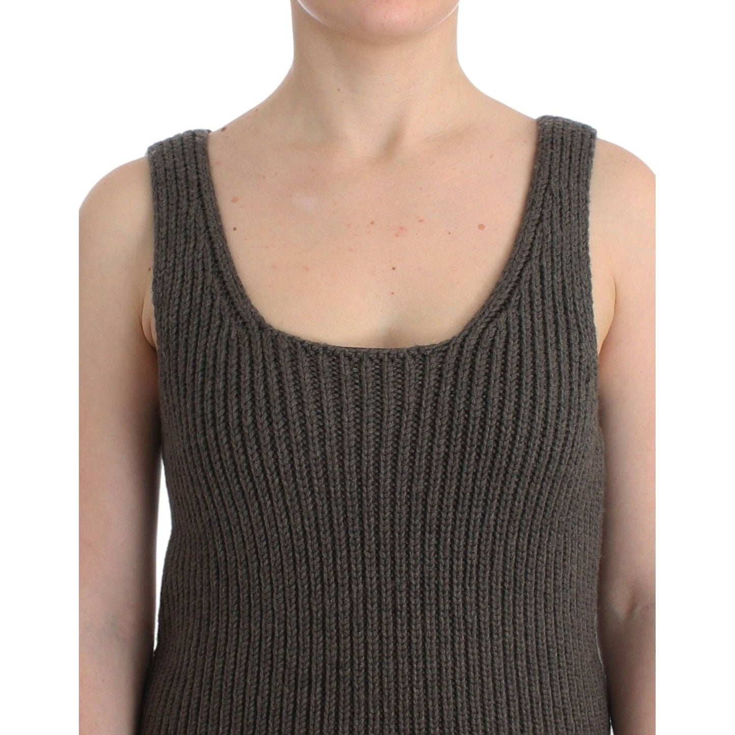Ermanno Scervino Gray Knit Top Knitted Sweater Merino Wool