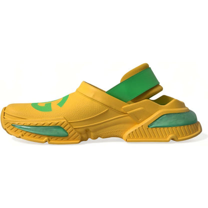 Dolce & Gabbana Yellow Green Rubber Clogs Men Slippers Men Shoes