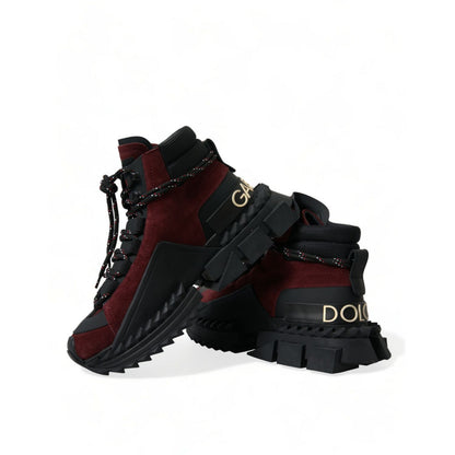 Dolce & Gabbana Burgundy Super King High Top Men Sneakers Shoes