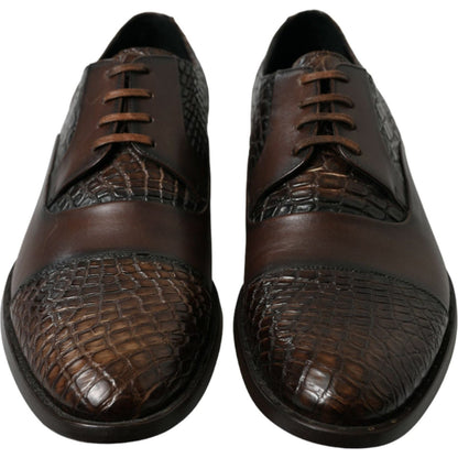 Dolce & Gabbana Brown Exotic Leather Lace Up Oxford Dress Shoes