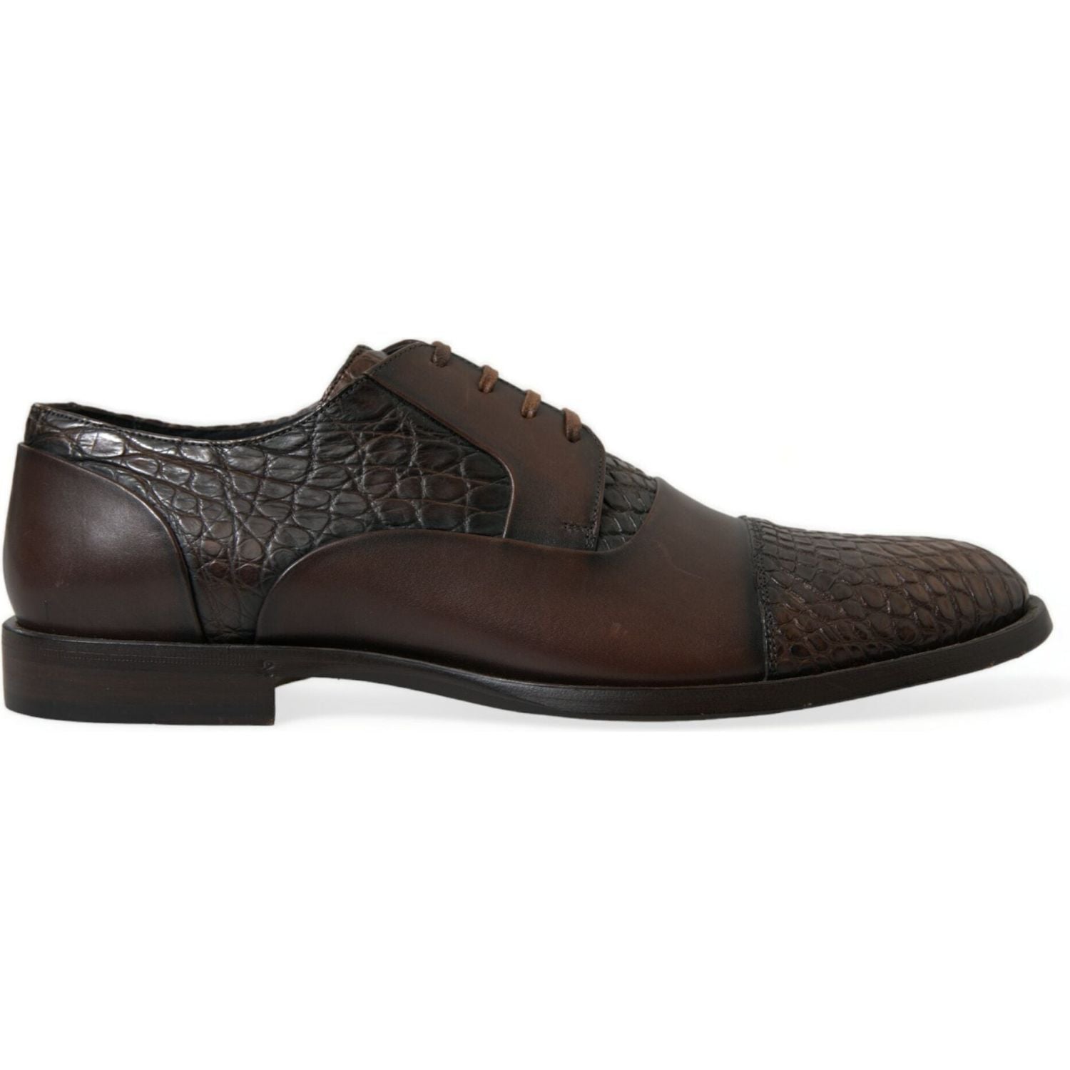 Dolce & Gabbana Brown Exotic Leather Lace Up Oxford Dress Shoes