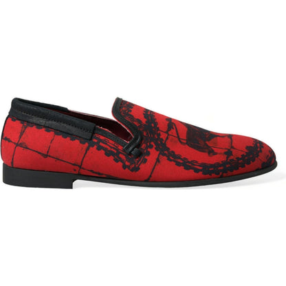 Dolce & Gabbana Red Black Torero Loafers Slippers Men Shoes