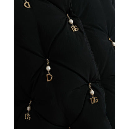 Dolce & Gabbana Black Embellished Quilted Shell Bomber Jacket