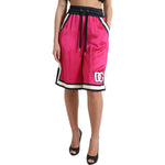 Dolce & Gabbana Pink Viscose Jersey Logo High Waist Shorts