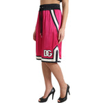Dolce & Gabbana Pink Viscose Jersey Logo High Waist Shorts