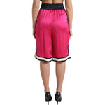 Dolce & Gabbana Pink Viscose Jersey Logo High Waist Shorts