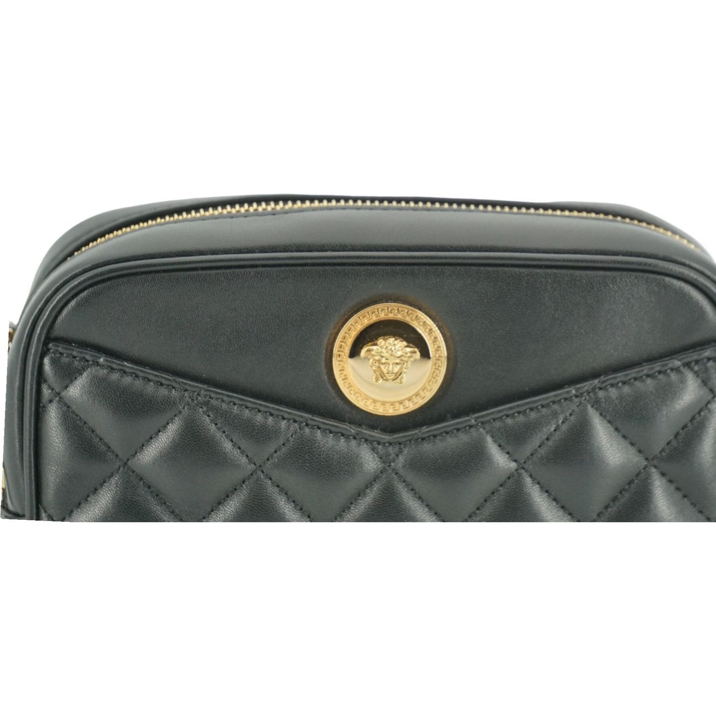 Versace Elegant Small Black Leather Crossbody Bag