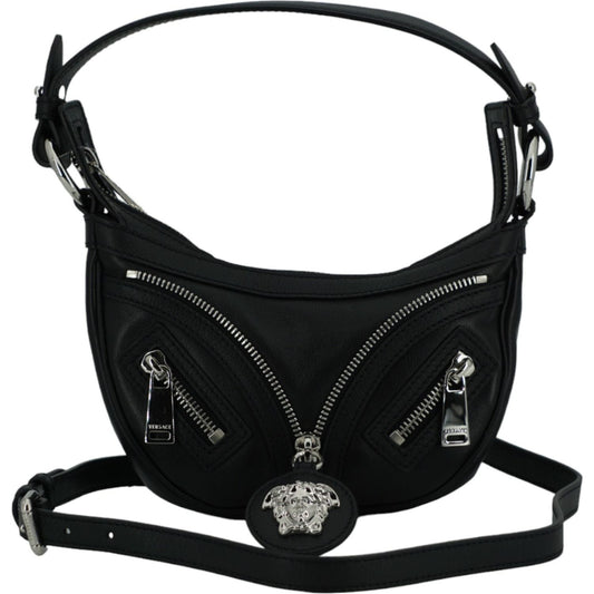 Versace Elegant Black Mini Hobo Shoulder Bag
