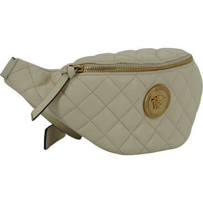 Versace Elegant White Lamb Leather Belt Bag