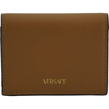 Versace Elegant Compact Leather Wallet in Brown