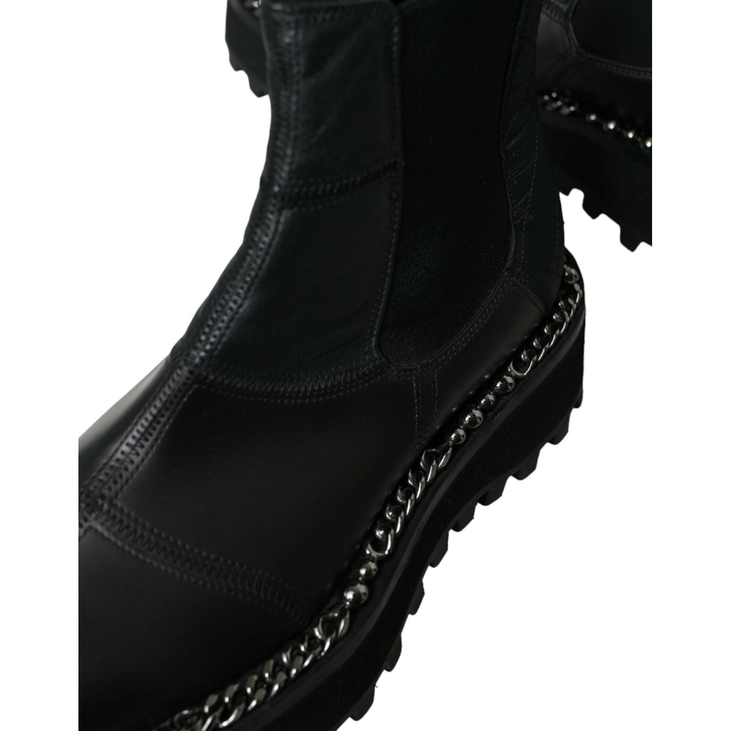 Dolce & Gabbana Black Leather Slip On Stretch Chelsea Boots Shoes