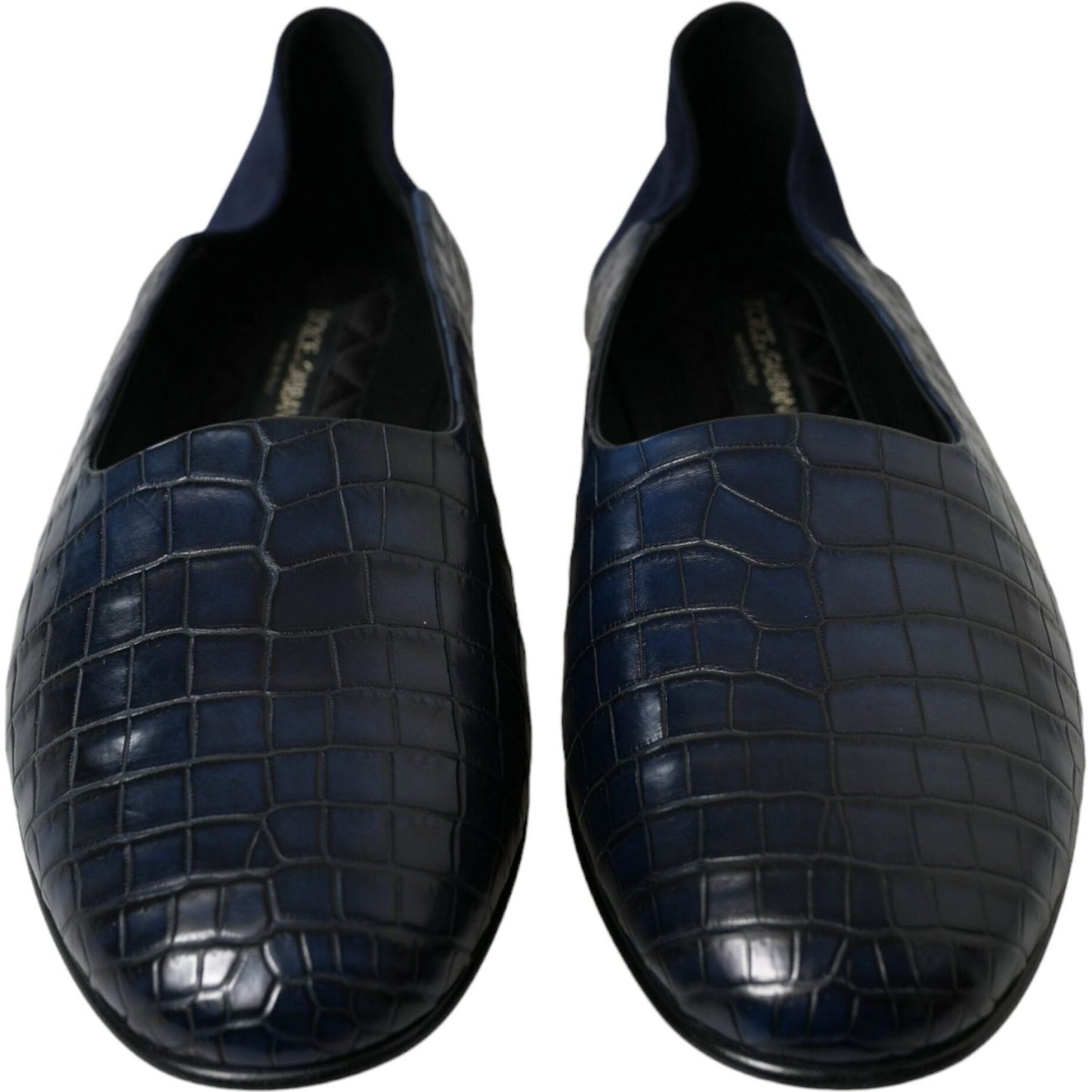 Dolce & Gabbana Blue Crocodile Leather Loafers Slip On Shoes