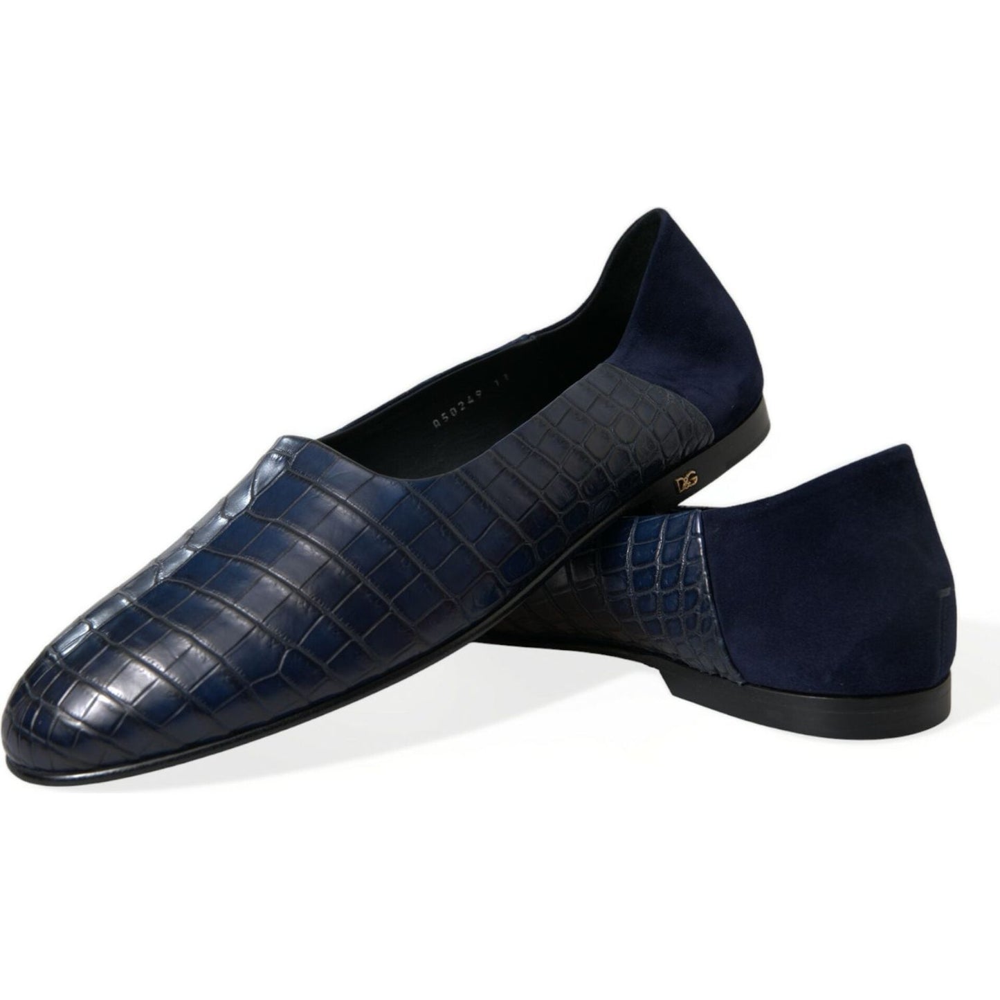 Dolce & Gabbana Blue Crocodile Leather Loafers Slip On Shoes