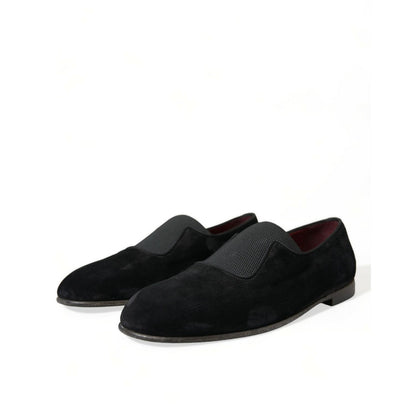 Dolce & Gabbana Black RUNWAY Velour AMALFI Loafers Shoes