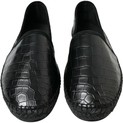 Dolce & Gabbana Black Exotic Leather Espadrilles Slip On Shoes