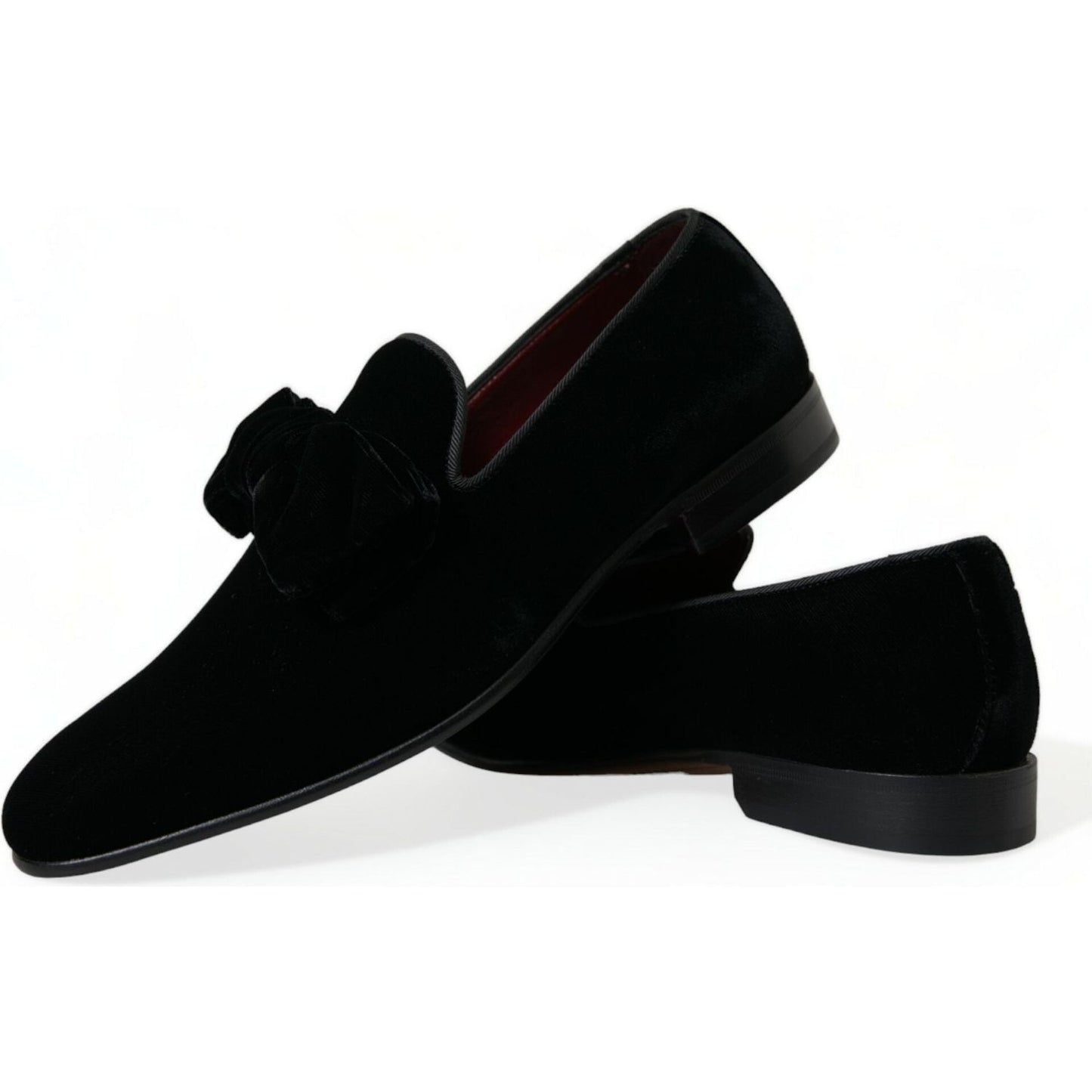 Dolce & Gabbana Black Velvet Loafers Formal Dress Shoes