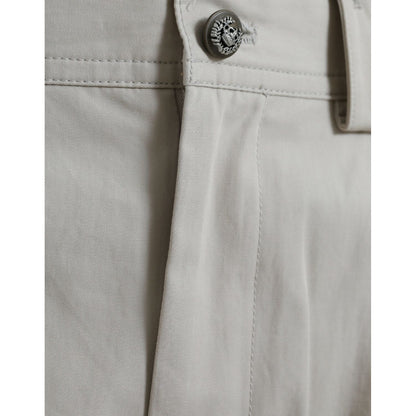 Dolce & Gabbana Beige Cotton High Waist Tapered Pants