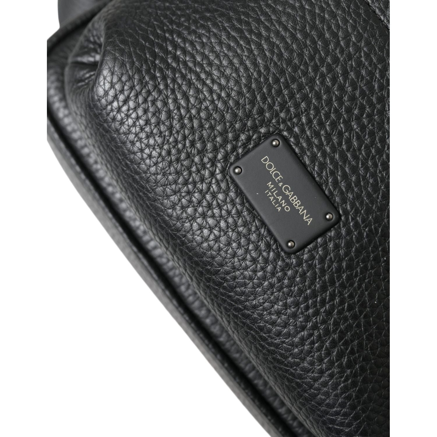 Dolce & Gabbana Black Calfskin Leather Logo Palermo Backpack Bag