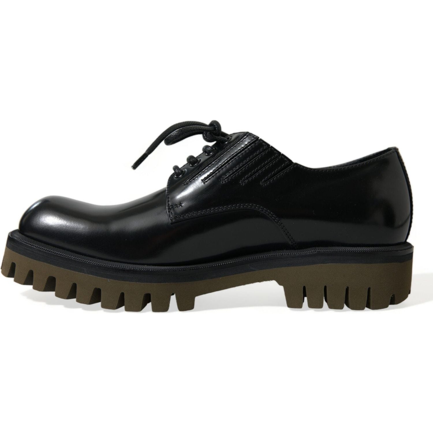 Dolce & Gabbana Black Leather Lace Up Derby Men Dress Shoes