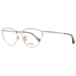 Max Mara Rose Gold Women Glasses Frame, metal full-rim cat eye style with demo lenses, 54-16-135 size, includes branded case.