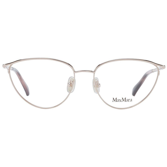 Max Mara Rose Gold Women Glasses Frame, metal cat eye full-rim, demo plastic lenses, size 54-16-135 with branded case.