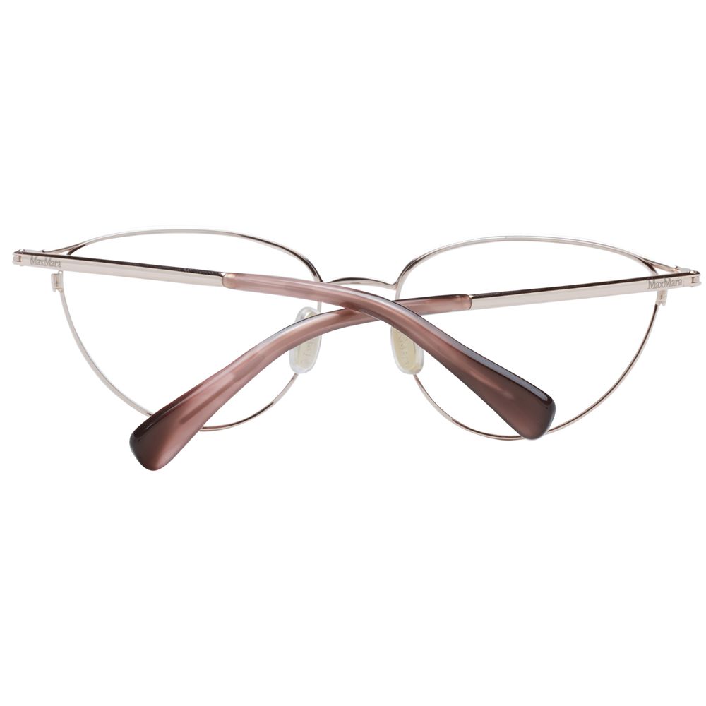 Max Mara Rose Gold Women Glasses Frame full-rim cat eye style, metal rose gold frame with plastic demo lenses, size 54-16-135.