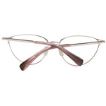 Max Mara Rose Gold Women Glasses Frame full-rim cat eye style, metal rose gold frame with plastic demo lenses, size 54-16-135.