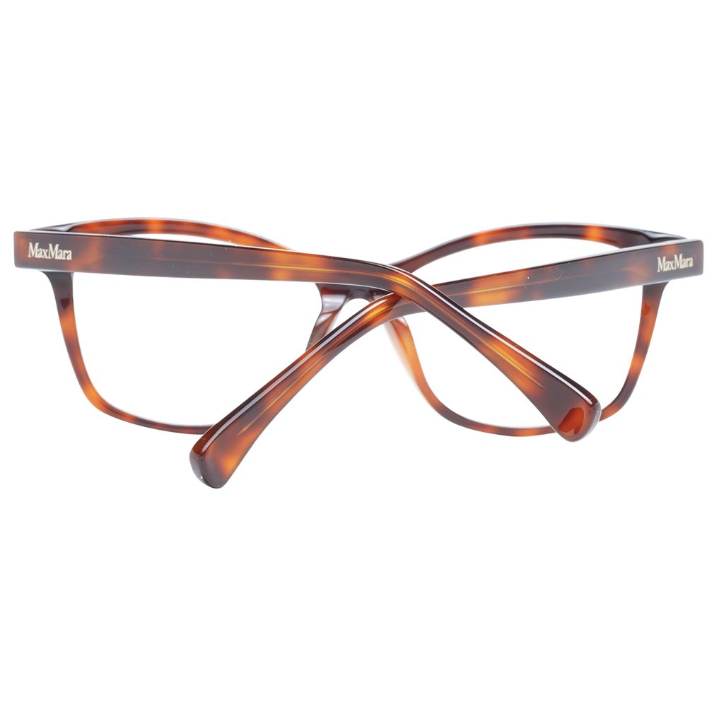 Max Mara Brown Women Glasses Frame in plastic full-rim butterfly style with demo lenses, featuring a branded case.