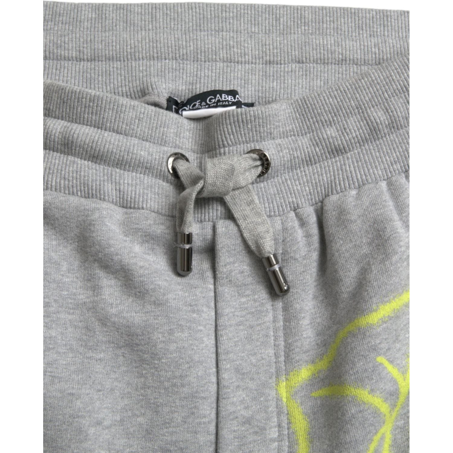 Dolce & Gabbana Gray Cotton Graffiti Sweatpants Jogger Pants