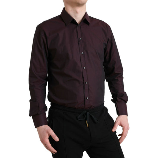 Dolce & Gabbana Maroon Jacquard Formal Dress MARTINI Shirt