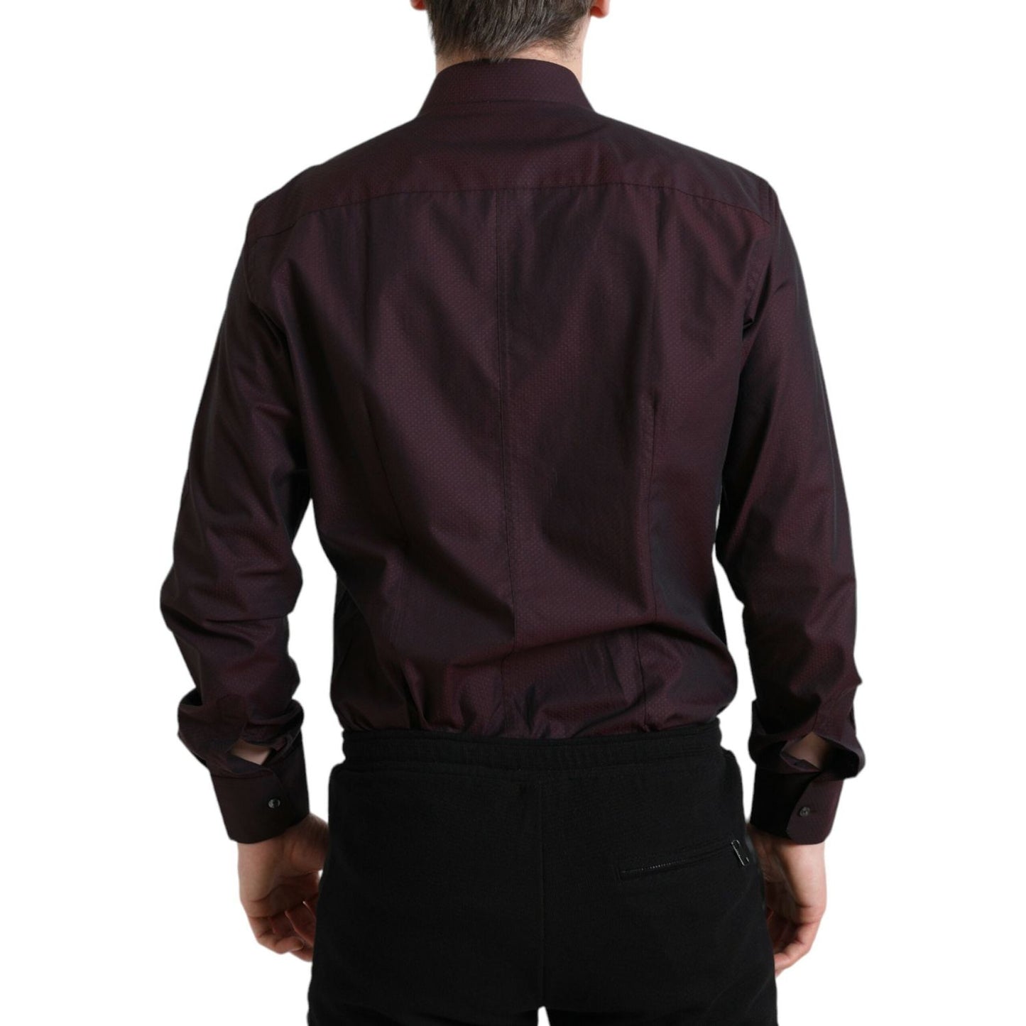 Dolce & Gabbana Maroon Jacquard Formal Dress MARTINI Shirt