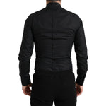 Dolce & Gabbana Black Cotton Logo Formal GOLD Dress Shirt