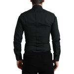 Dolce & Gabbana Black Cotton Silk Formal GOLD Dress Shirt