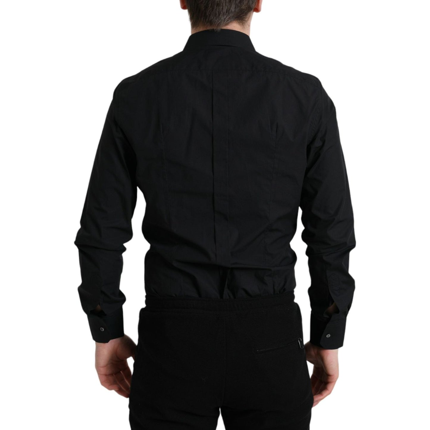 Dolce & Gabbana Black Cotton Men Formal GOLD Dress Shirt