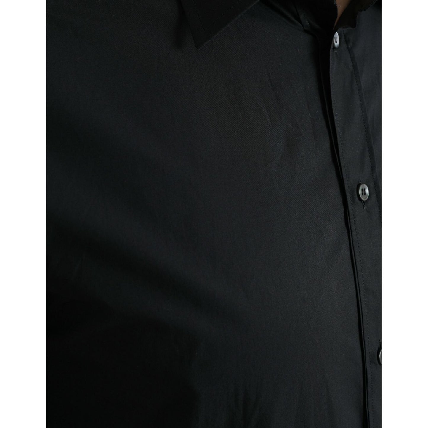 Dolce & Gabbana Black Cotton Men Formal GOLD Dress Shirt