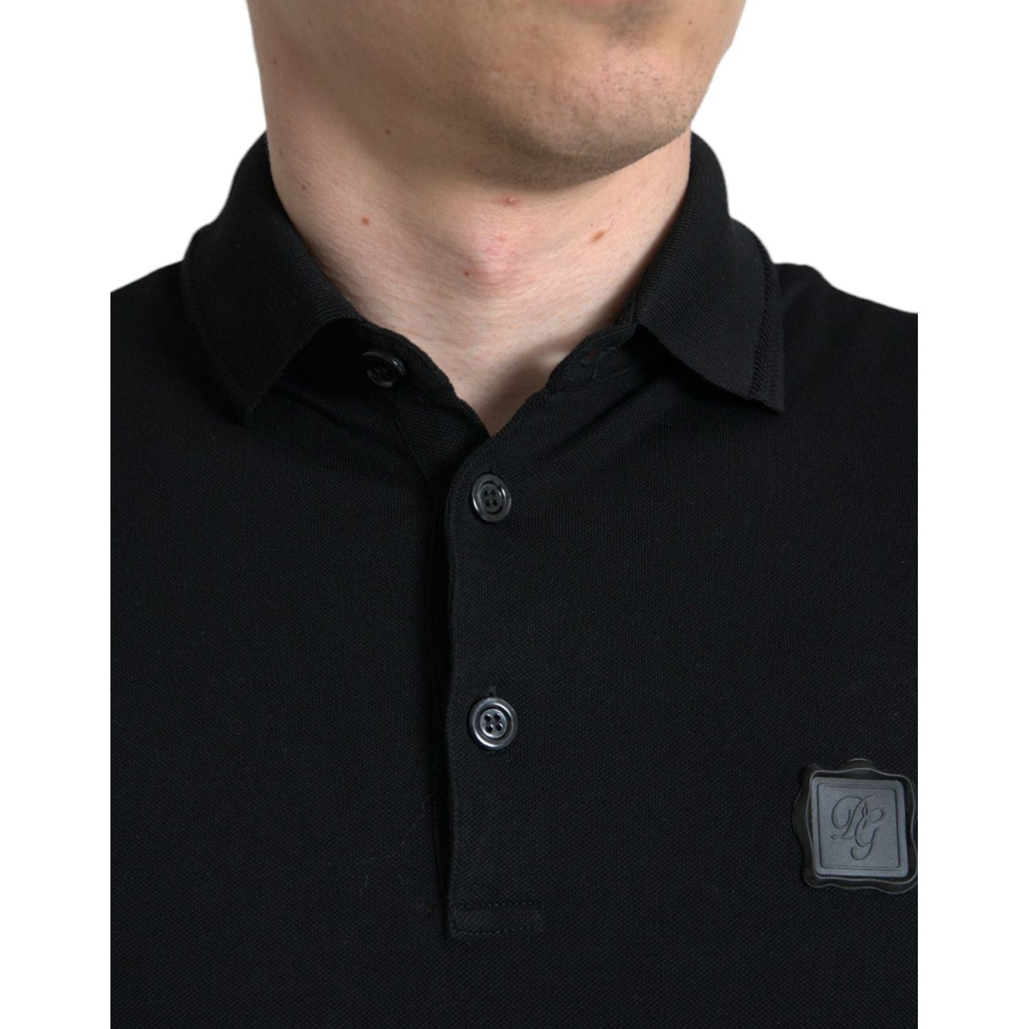 Dolce & Gabbana Black Logo Collared Short Sleeve T-shirt