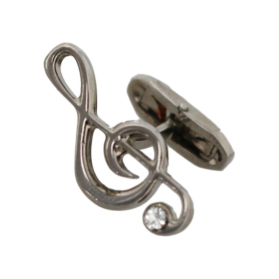Dolce & Gabbana Silver Brass Tremble Clef Crystal Cufflinks Cufflinks
