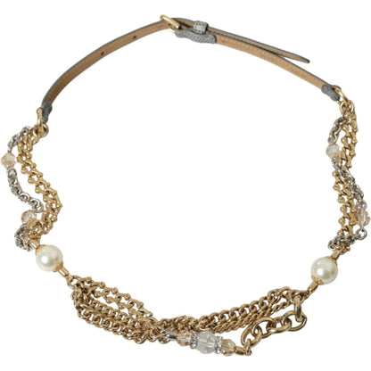 Dolce & Gabbana Blue Braided Gold Brass Chain Waist Belt