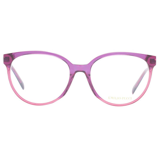 Emilio Pucci Purple Women Glasses Frame, full-rim plastic, round style, size 53-17-140, branded case included.