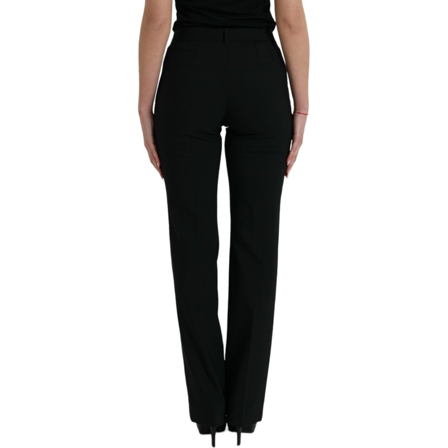 Dolce & Gabbana Black Wool Mid Waist Tapered Pants
