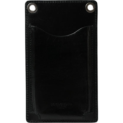 Dolce & Gabbana Wallet Black Horse Leather Zip Logo Cross Body Phone Slot