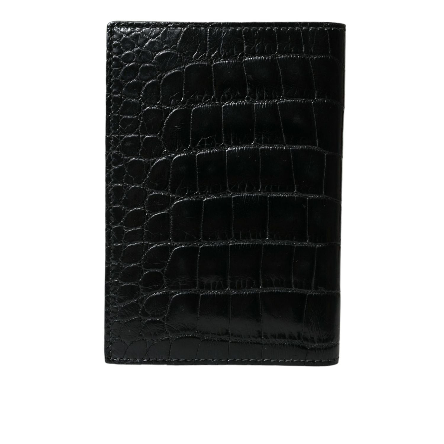 Dolce & Gabbana Black Exotic Skin Leather Long Bifold Passport Holder