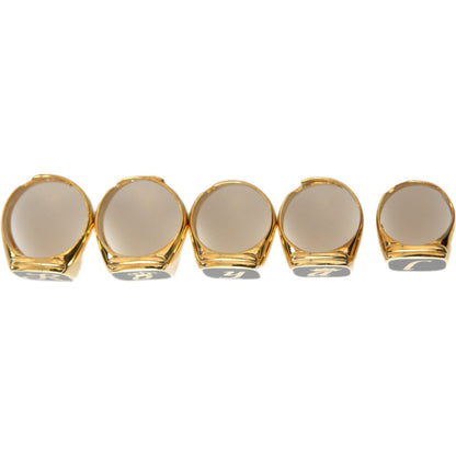 Dolce & Gabbana Gold Brass ROYAL Enamel Set of 5 Ring Ring
