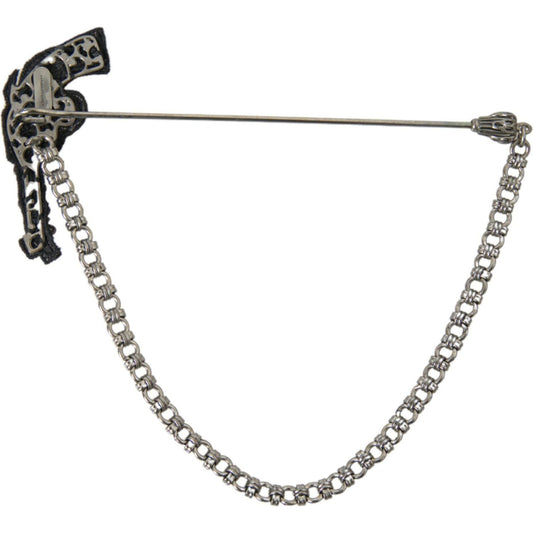 Dolce & Gabbana Brass Copper Silk Revolver Gun Men Brooch Lapel Pin Brooch