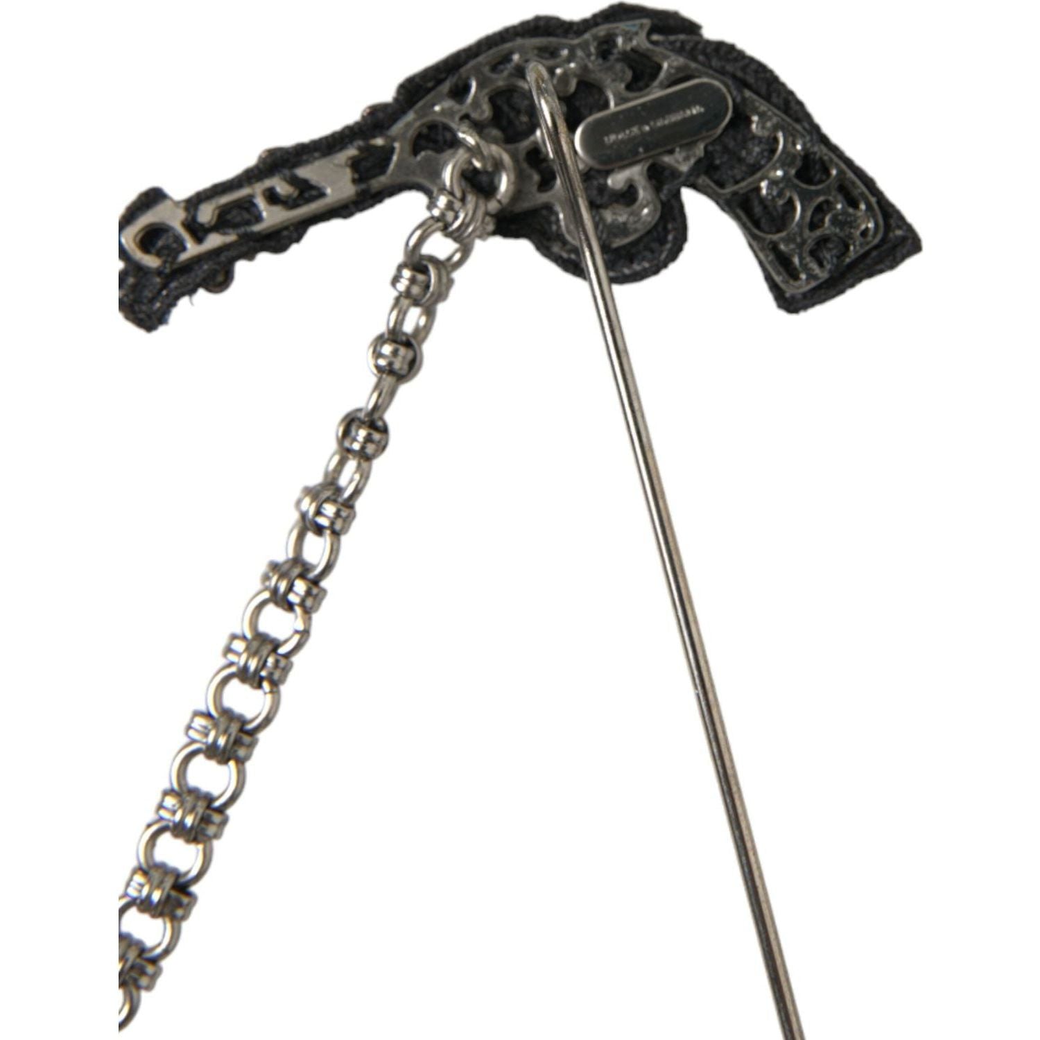 Dolce & Gabbana Brass Copper Silk Revolver Gun Men Brooch Lapel Pin