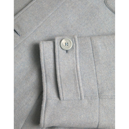 Dolce & Gabbana Light Blue Wool Button Trench Coat Jacket