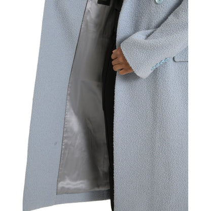 Dolce & Gabbana Blue Double Breasted Long Trench Coat Jacket