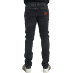 Dolce & Gabbana Gray Cotton Stretch Skinny Denim Logo Jeans